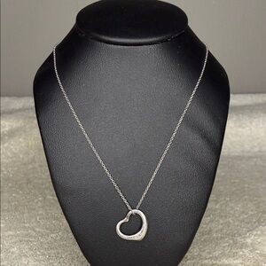 Tiffany & Co. Elsa Peretti Open Heart Pendant Necklace – Sterling Silver, 16” ||